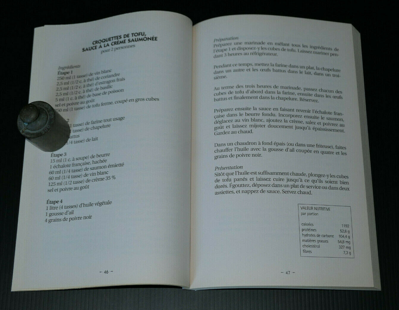 LE TOFU SANTE / RECETTES ET VALEURS NUTRITIVES / 2001 NUTRITION CUISINE