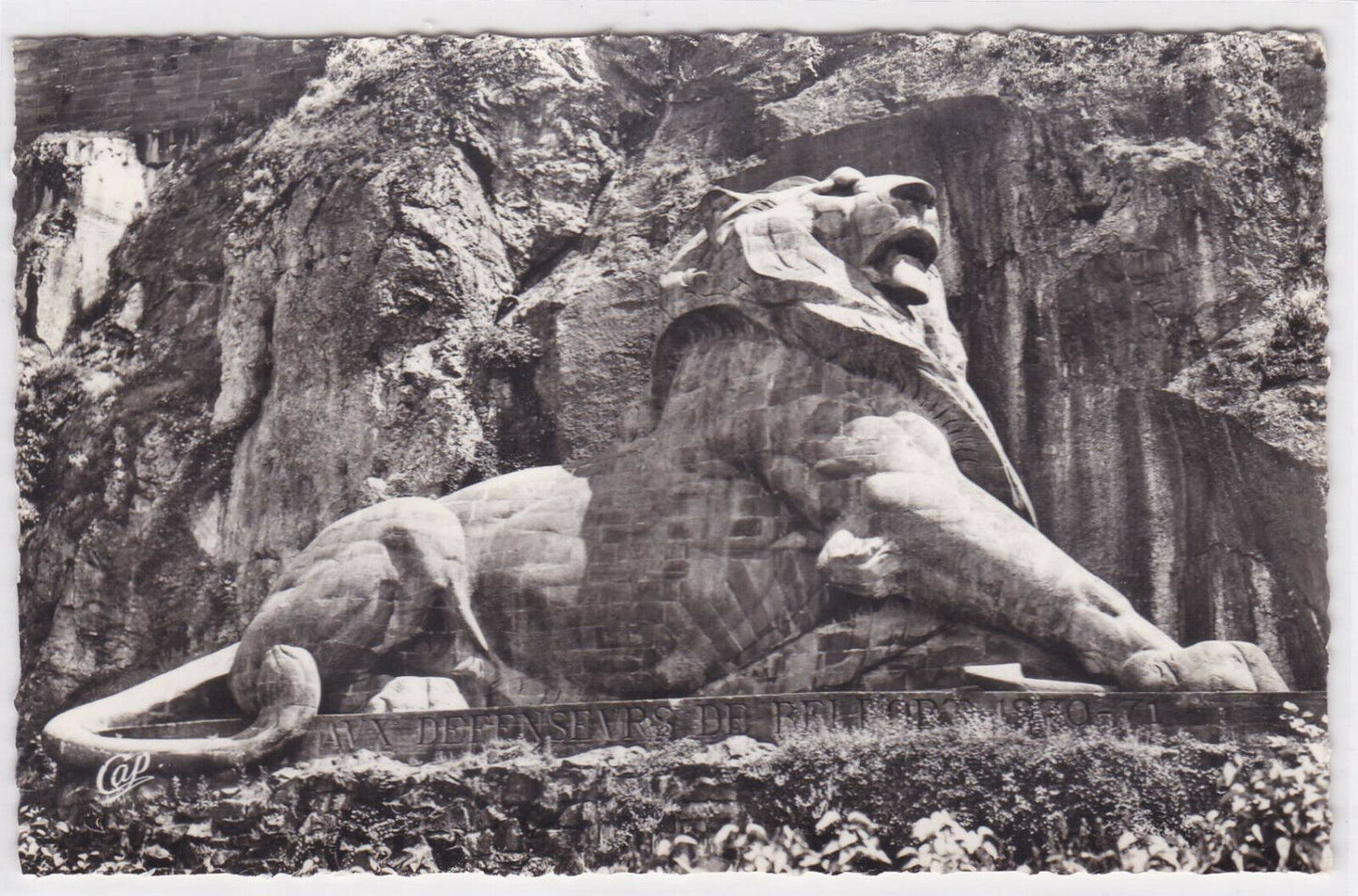 CARTE POSTALE NOIR & BLANC CPSM BELFORT LE LION OEUVRE DE BARTHOLDI