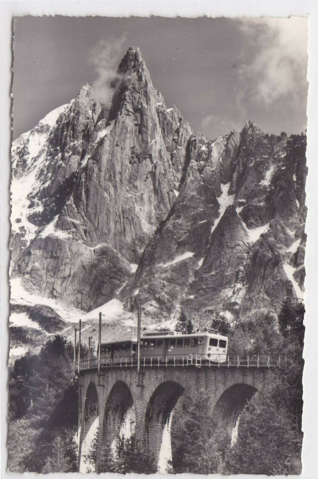 CARTE POSTALE NOIR & BLANC CPSM MONT-BLANC TRAIN DE MONTENVERS MER DE GLACE DRU