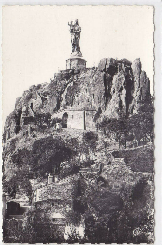 BLACK &amp; WHITE POSTCARD CPSM LE PUY COLOSSAL STATUE OF NOTRE DAME DE FRANCE 
