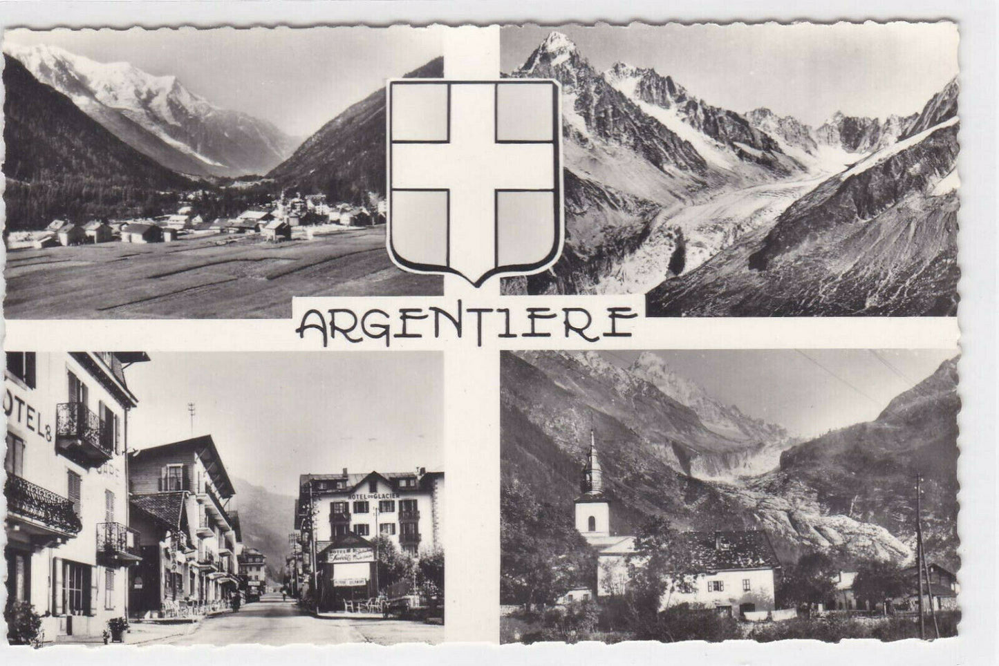 CARTE POSTALE NOIR & BLANC CPSM ARGENTIERE MULTIVUE HAUTE-SAVOIE