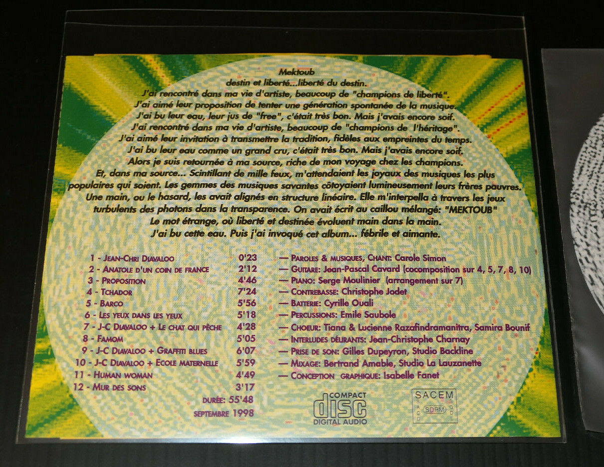 CD CAROLE SIMON GROUP / MEKTOUB / 1998 