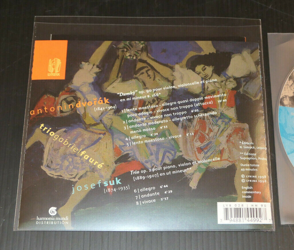 CD ANTONIN DVORAK / JOSEF SUK / TRIO FAURE / LYRINX 1998