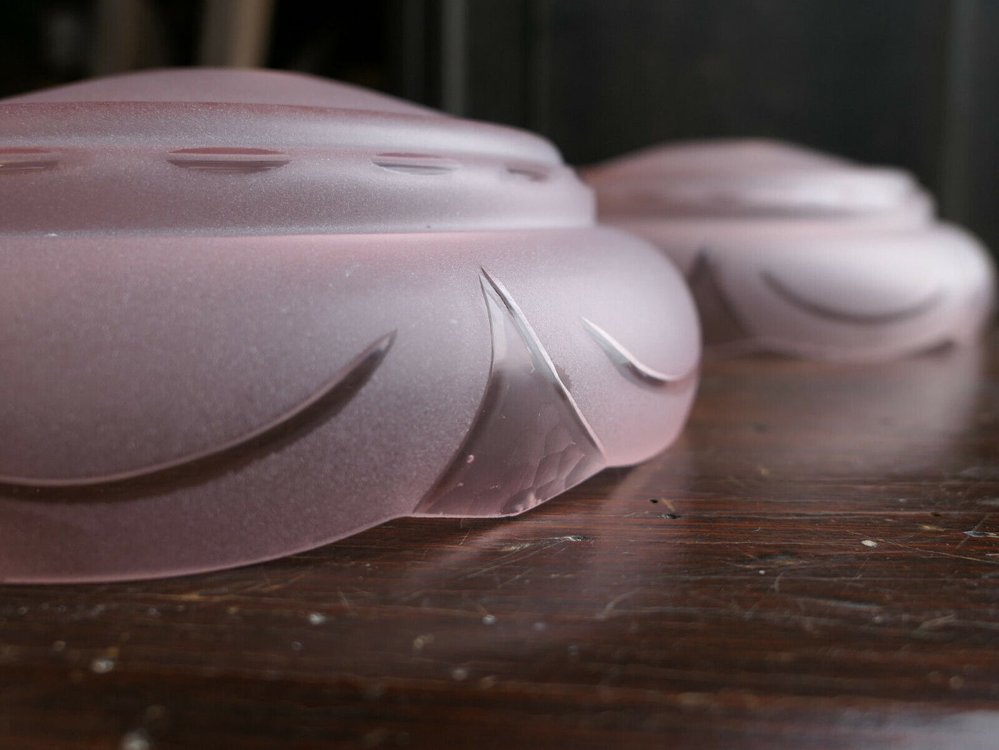 LOT OF 3 OLD ART DECO CHANDELIER LIGHTING CUPS 1930 PINK GLASS 