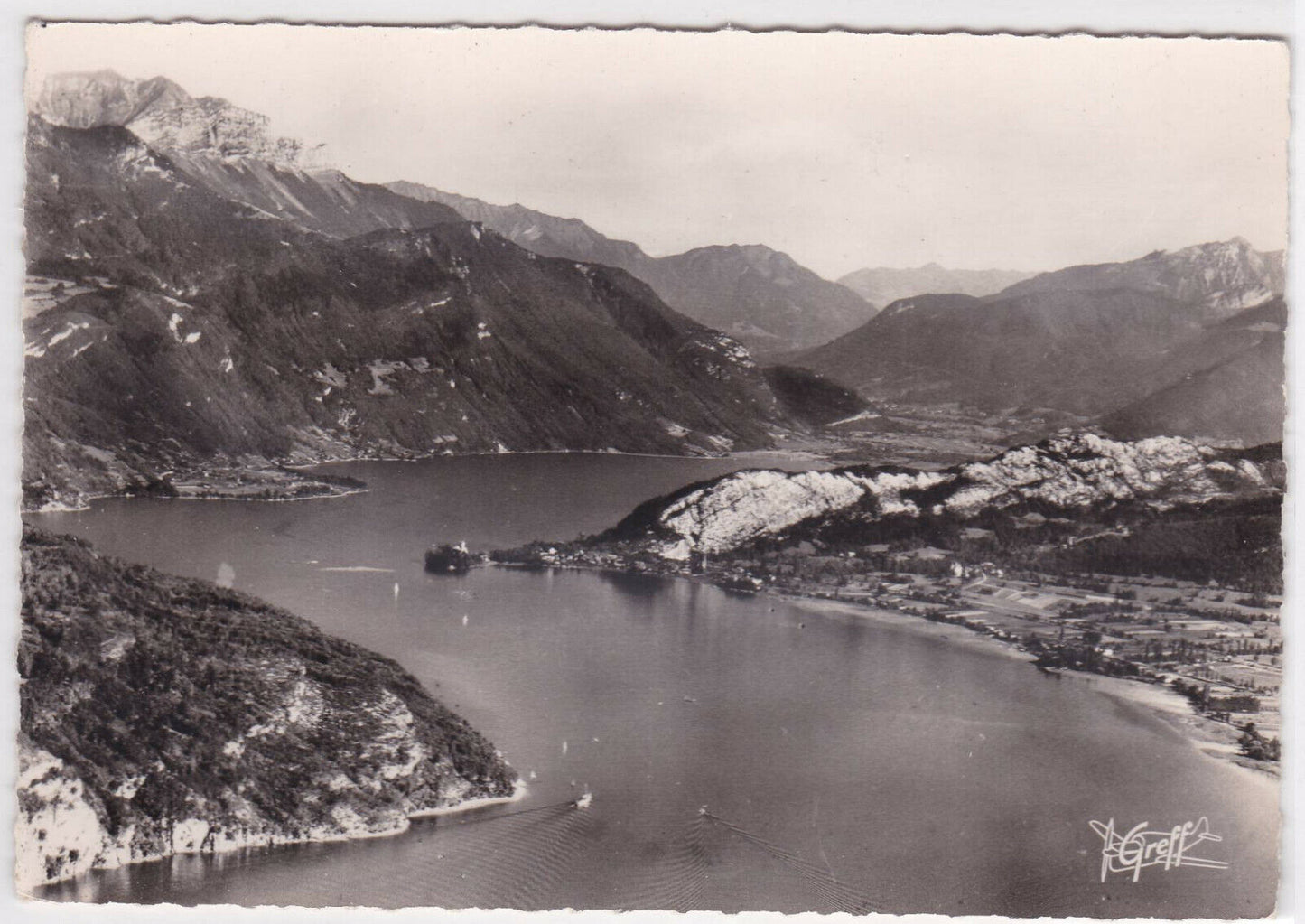 BLACK &amp; WHITE POSTCARD CPSM LAKE ANNECY LE ROC DE CHERE 