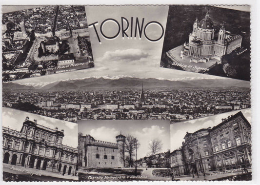 BLACK &amp; WHITE POSTCARD CPSM TORINO TURIN MULTIVIEW 
