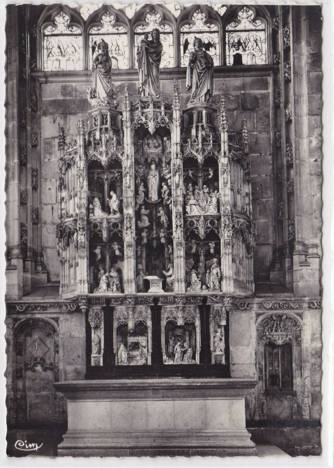 CARTE POSTALE NOIR & BLANC CPSM BOURG AIN EGLISE DE BROU RETABLE EN MARBRE