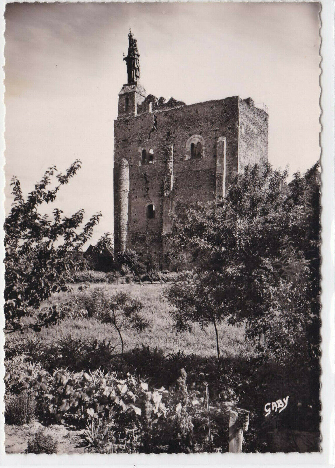 CARTE POSTALE NOIR & BLANC CPSM MONTBAZON LE DONJON RUINES DU CHATEAU-FORT