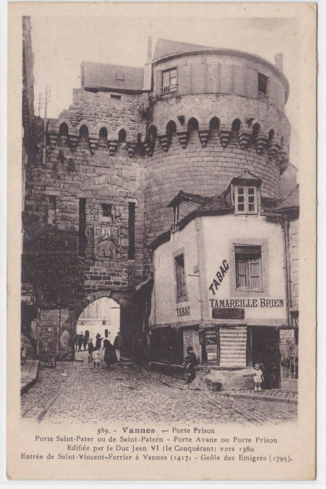 OLD POSTCARD CPA VANNES PRISON DOOR TOBACCO 