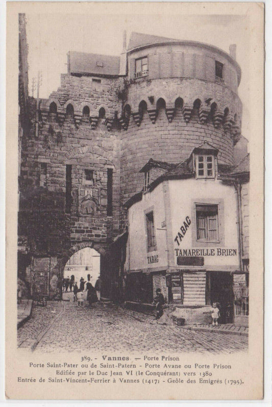 OLD POSTCARD CPA VANNES PRISON DOOR TOBACCO 