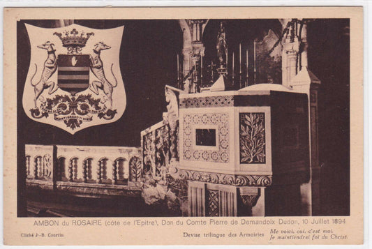 CARTE POSTALE CPA AMBON DU ROSAIRE COTE DE L'EPITRE DEVISE DES ARMOIRIES