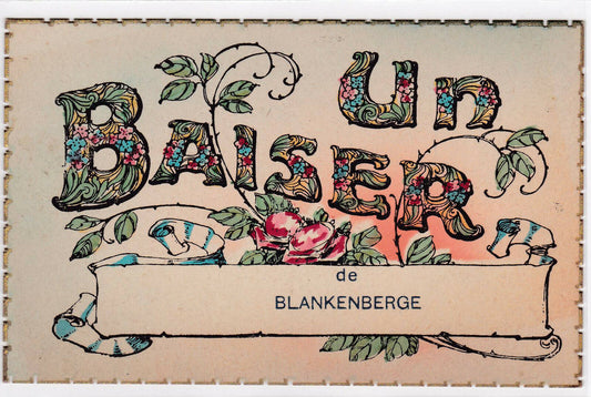 LOT DE 2 CARTES POSTALES ANCIENNES CPA AMITIES UN BAISER DE BLANKENBERGE