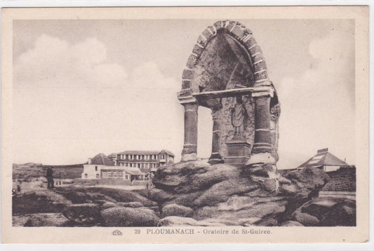 OLD BLACK &amp; WHITE POSTCARD CPA PLOUMANACH ORATORY OF ST-GUIREC