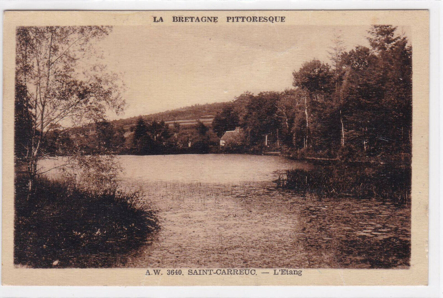 CARTE POSTALE NOIR & BLANC CPSM SAINT-CARREUC L'ETANG BRETAGNE (1952)