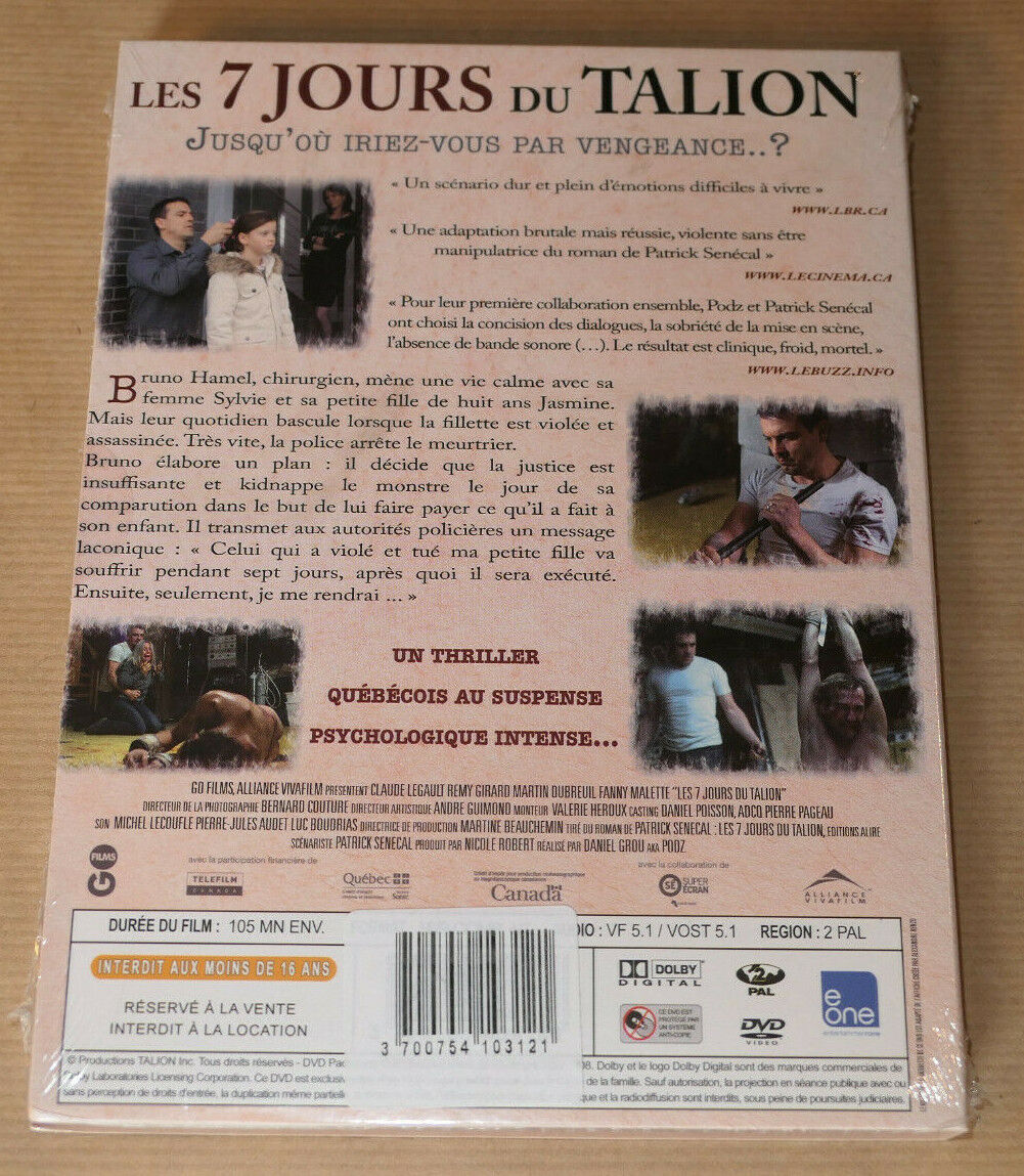 DVD LES 7 JOURS DU TALLION / PODZ / PATRICK SENECAL / CLAUDE LEGAULT