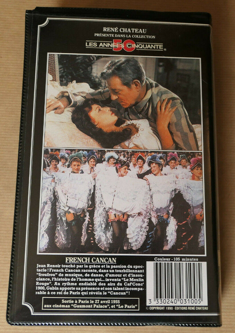 VHS CASSETTE VIDEO RENE CHATEAU FRENCH CANCAN JEAN GABIN ARNOUL FELIX RENOIR