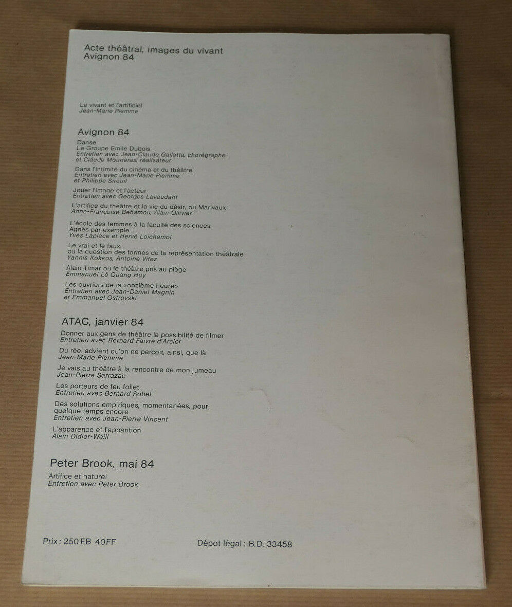 ALTERNATIVES THEATRALES 19 / REVUE TRIMESTRIELLE JUILLET 84 / AVIGNON THEATRE