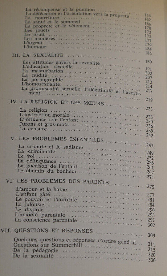 LIBRES ENFANTS DE SUMMERHILL / A.S. NEILL / PEDAGOGIE ECOLE EXPERIENCE / 1979