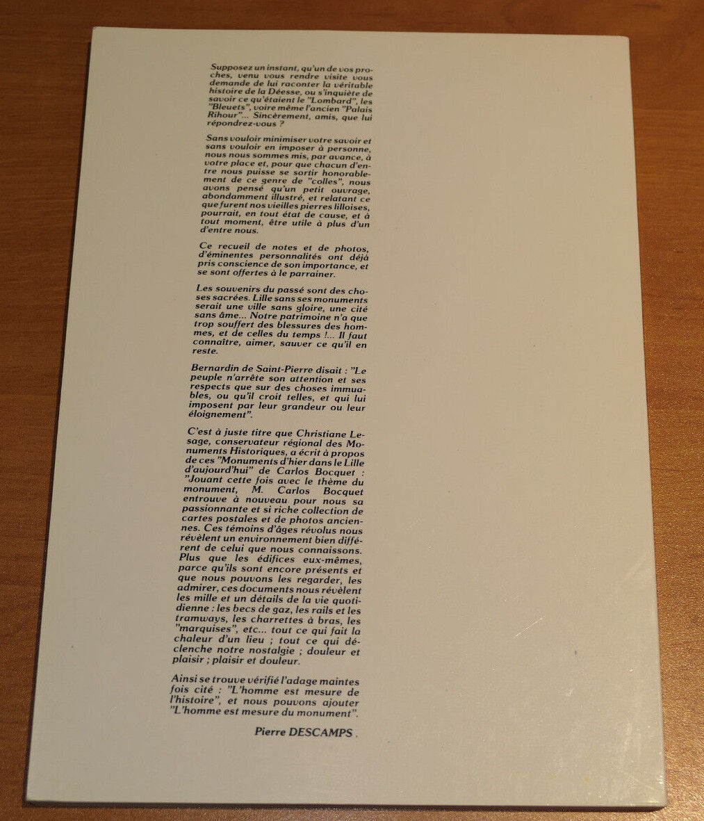 MONUMENTS D'HIER DANS LE LILLE D'AUJOURD'HUI / CARLOS BOCQUET / HISTOIRE 1988