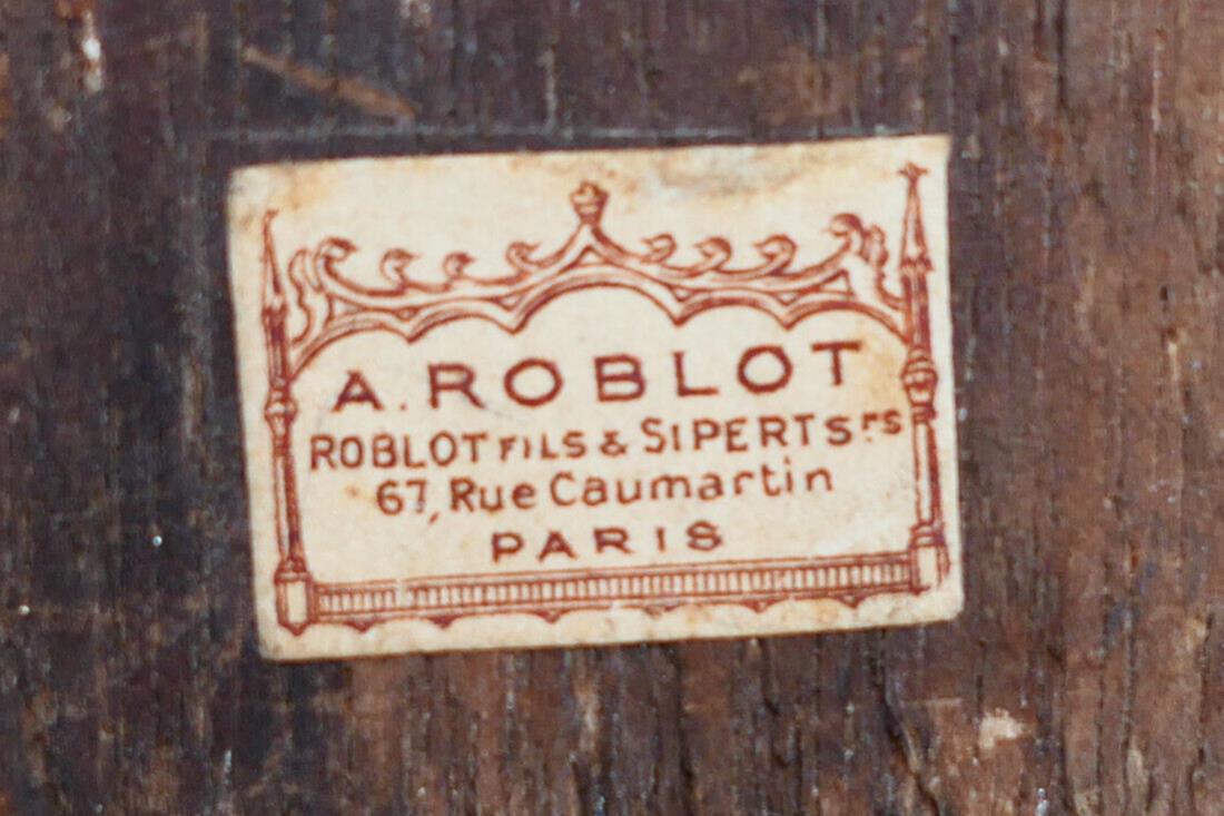 ANCIENNE PETITE ICONE RELIGIEUSE CHRIST SUR PANNEAU DE BOIS A. ROBLOT DEBUT XXe