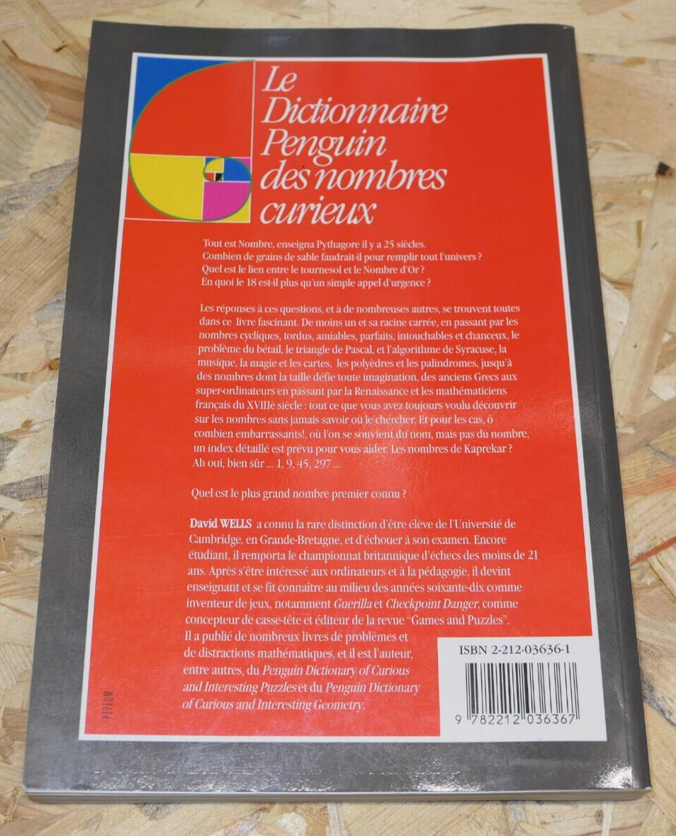 LE DICTIONNAIRE PENGUIN DES NOMBRES CURIEUX / DAVID WELLS / EYROLLES 1995