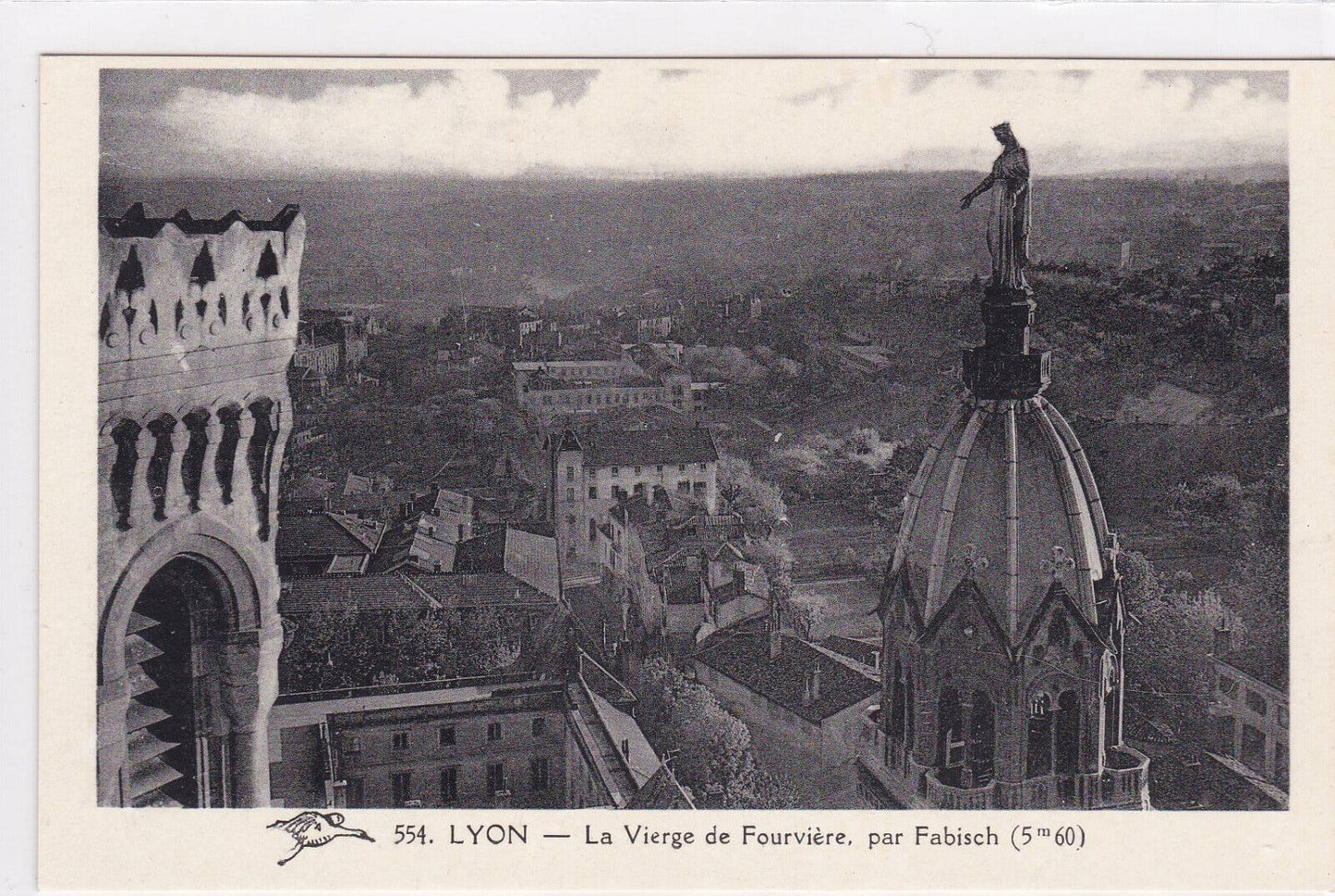 OLD POSTCARD CPA LYON THE VIRGIN OF FOURVIERE BY FABISCH 