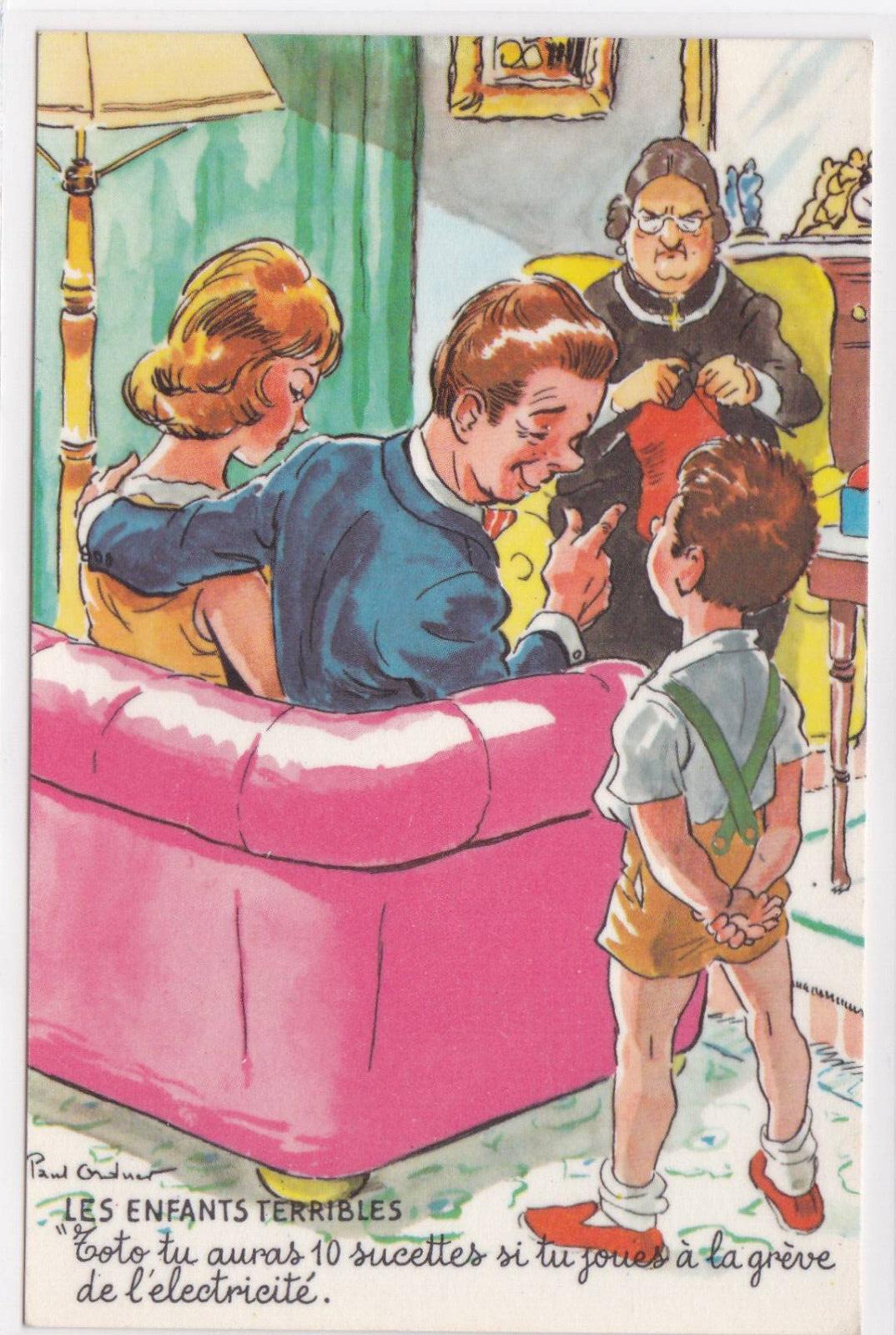 CARTE POSTALE CPSM LES ENFANTS TERRIBLES PAUL ORDNER HUMOUR FANTAISIE