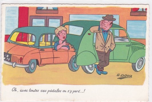 CPSM POSTCARD HUMOR FANTASY AUTO AUTOMOBILE ACCIDENT 