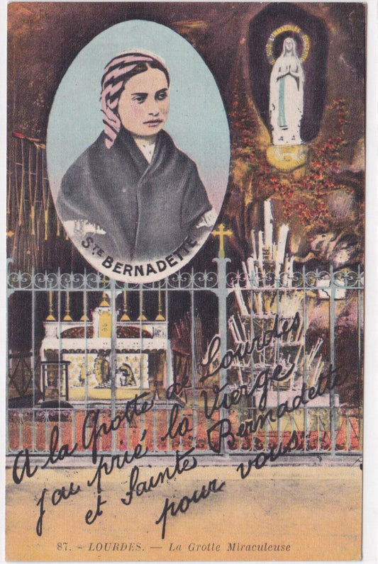 CARTE POSTALE ANCIENNE CPA LOURDES LA GROTTE MIRACULEUSE SAINTE BERNADETTE