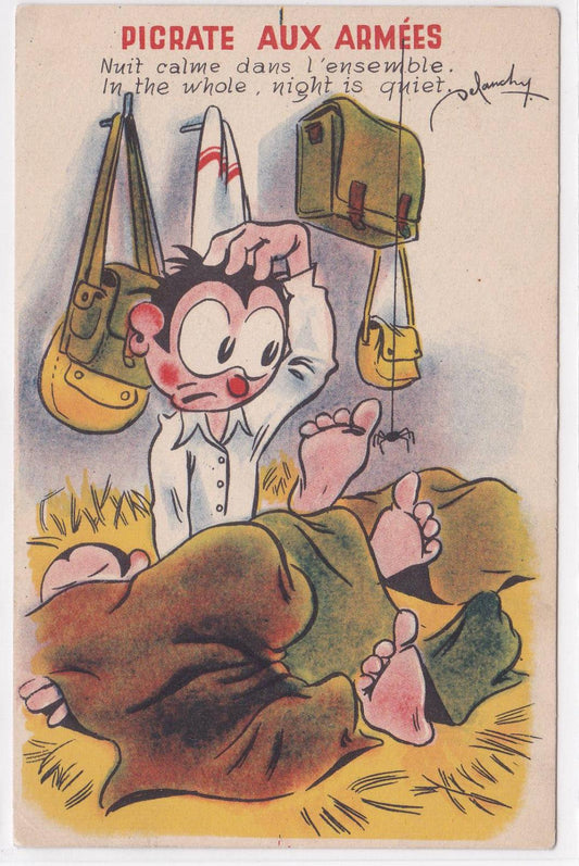 OLD POSTCARD CPA PICRATES WITH THE ARMY HUMOR MILITARY ILLUSTRATION 
