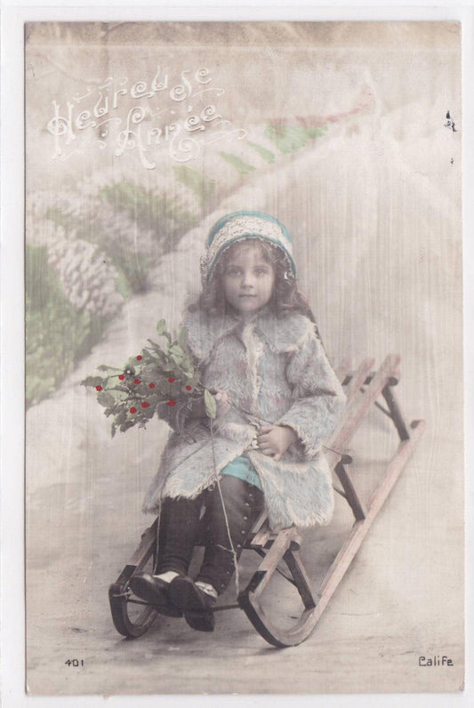 OLD POSTCARD CPA HAPPY NEW YEAR FANCY PARTY (1913) 