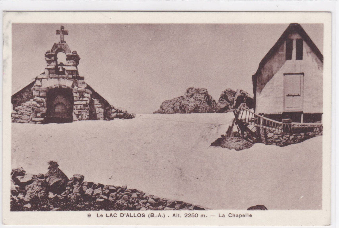 OLD POSTCARD CPA THE LAKE OF ALLOS LA CHAPELLE 