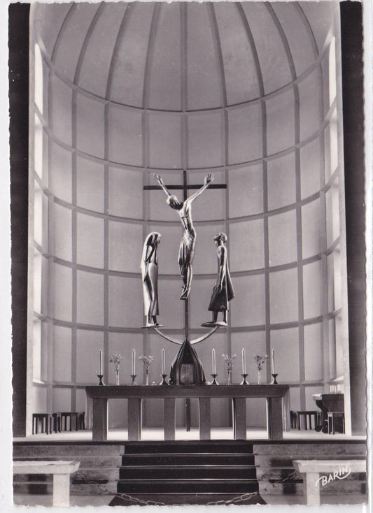 POSTCARD CPSM GERARDMER PARISH CHURCH CALVARY COPPER BROWN STONE 
