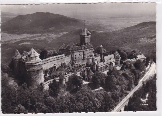 CARTE POSTALE CPSM EN AVION AU-DESSUS DE HAUT-KOENIGSBOURG LAPIE VUE AERIENNE