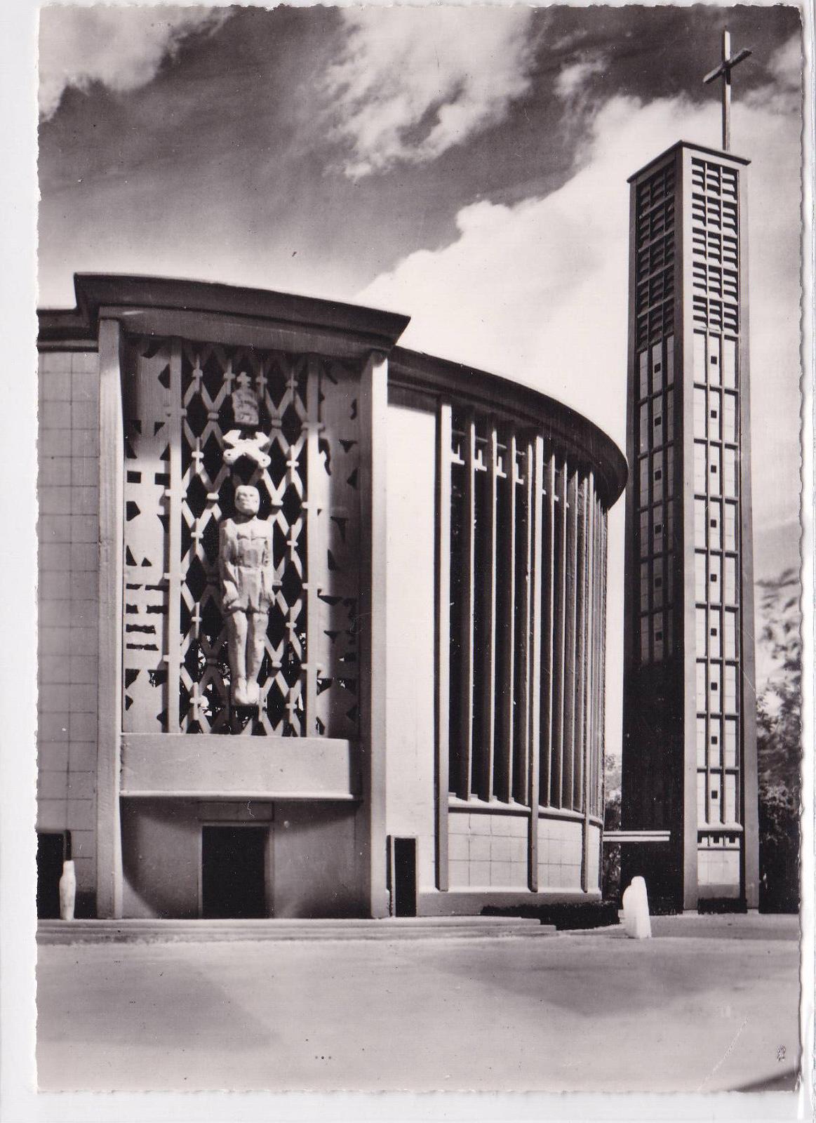 POSTCARD CPSM YVETOT THE NEW CHURCH UNDER CONSTRUCTION PORCH AND BELL TOWER 
