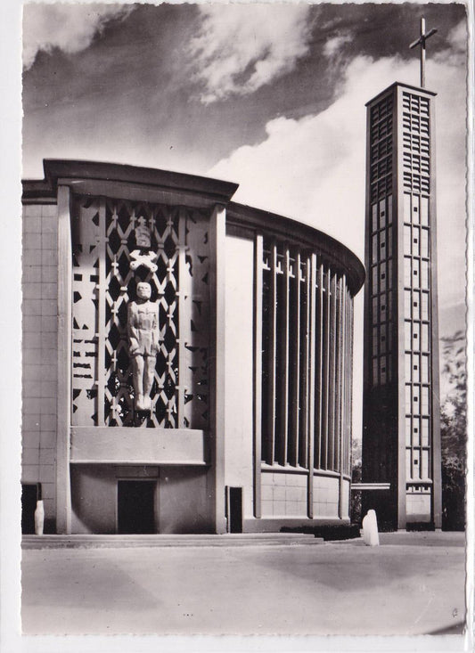 POSTCARD CPSM YVETOT THE NEW CHURCH UNDER CONSTRUCTION PORCH AND BELL TOWER 