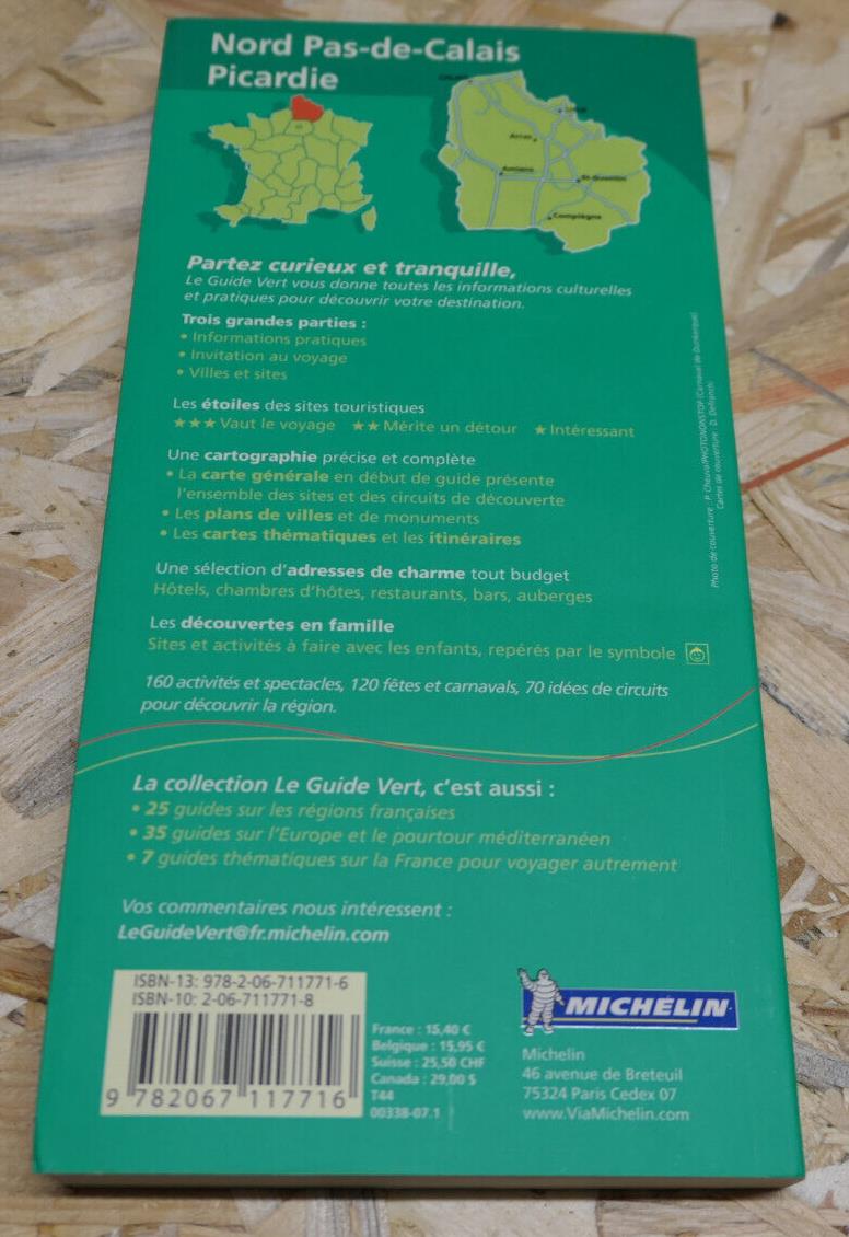 LE GUIDE VERT MICHELIN 2006 / NORD PAS-DE-CALAIS PICARDIE / TOURISME VOYAGE