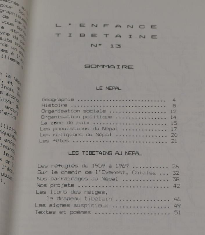 L'ENFANCE TIBETAINE / LES TIBETAINS AU NEPAL / REVUE N°13 FEVRIER 1990 / VOYAGE