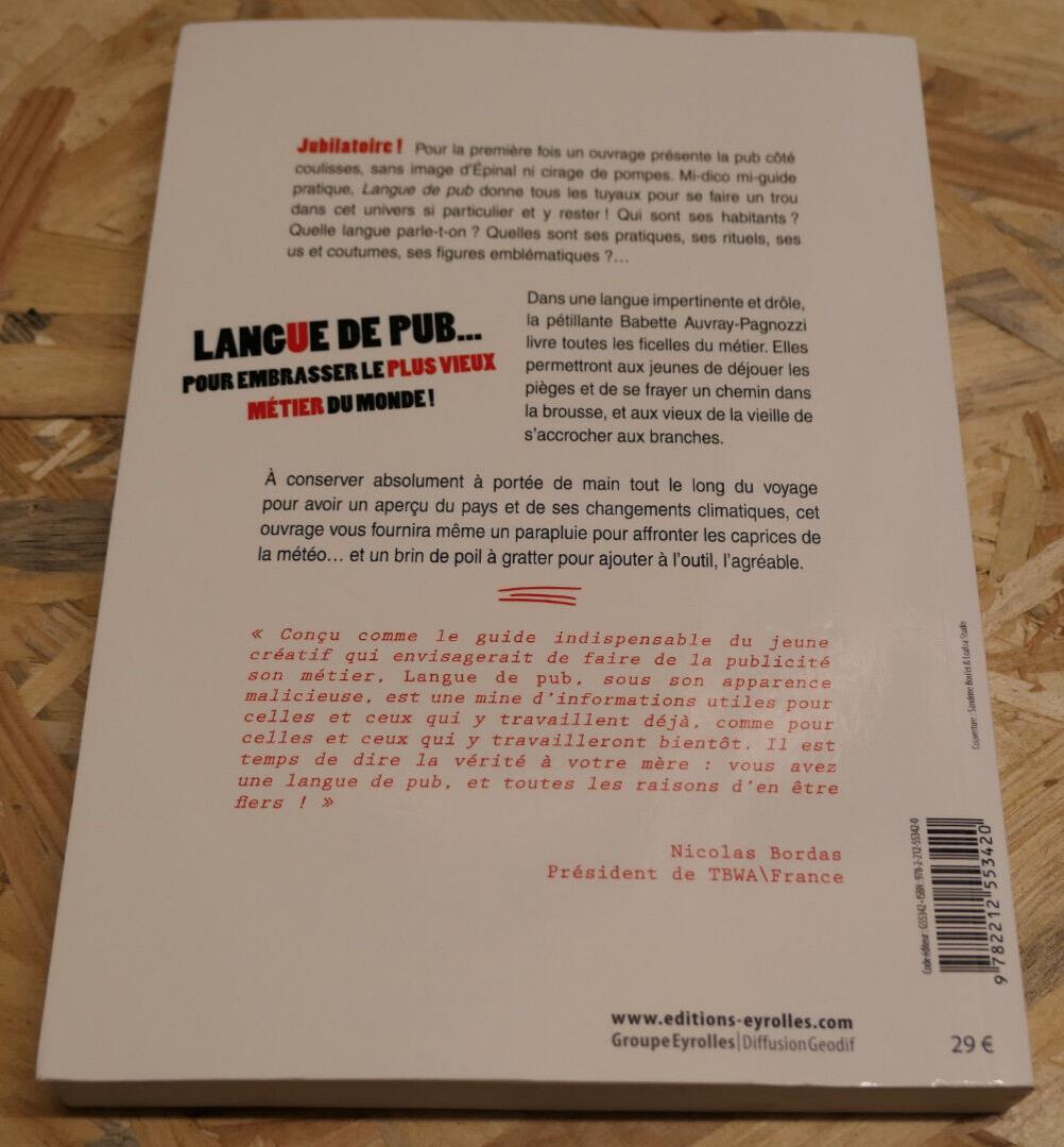 LANGUE DE PUB / BABETTE AUVRAY-PAGNOZZI / GUIDE PUBLICITE / EYROLLES 2012