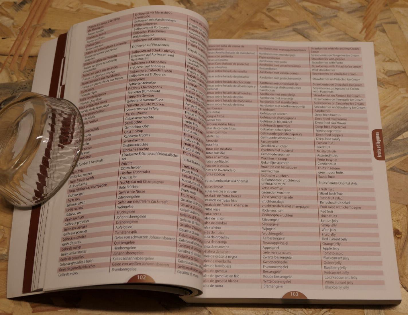 LEXIQUE GOURMAND EUROPEEN 6 LANGUES GASTRONOMIE RESTAURATION CUISINE 2009