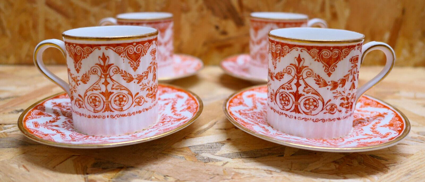 Rare Ensemble De 4 Tasses À Café Et Soucoupes WEDGWOOD Porcelaine Anglaise XIXe