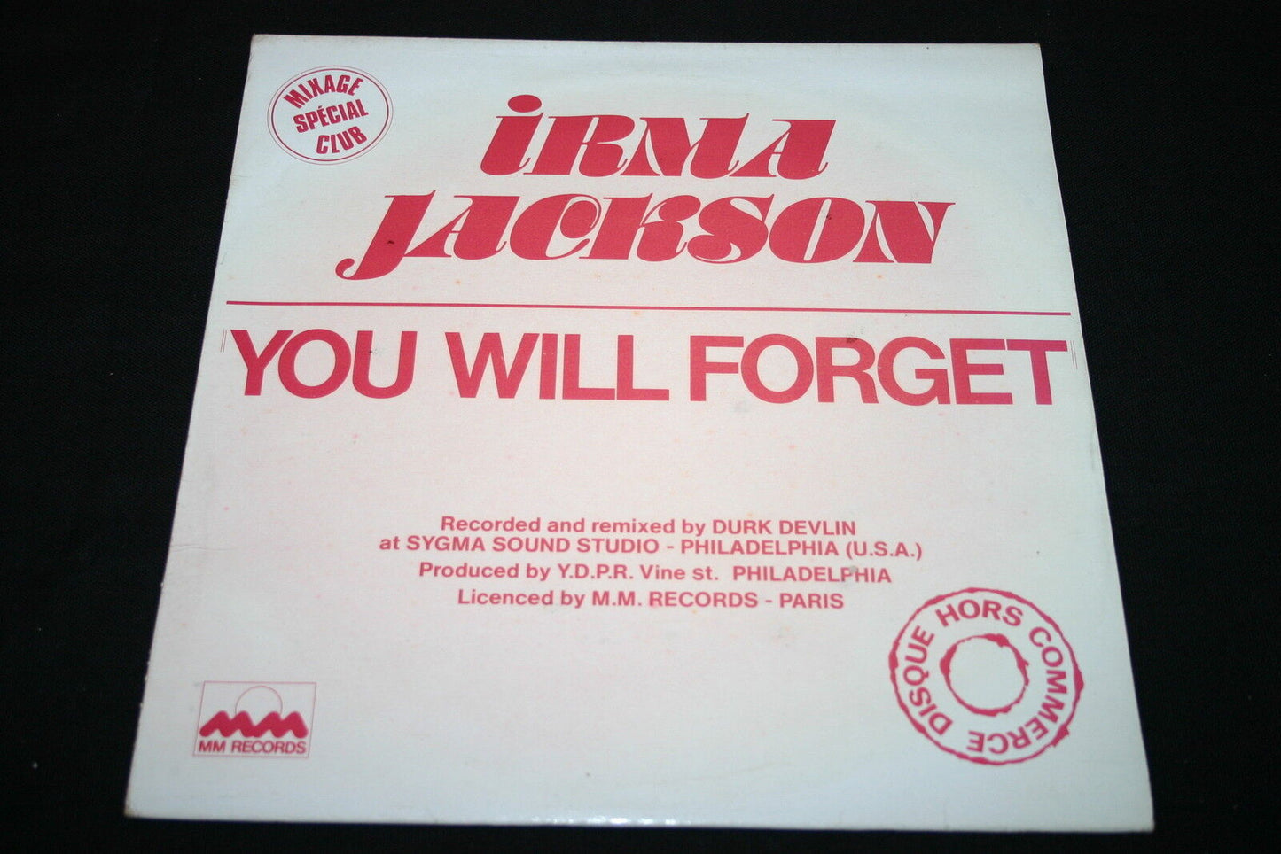 IRMA JACKSON   MAXI 45T 12"   YOU WILL FORGET   PROMO   1979