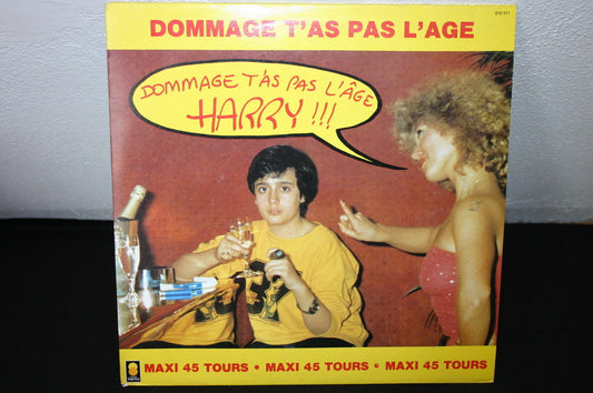 HARRY   MAXI 45T 12"   DOMMAGE T'AS PAS L'AGE   RARE   1983