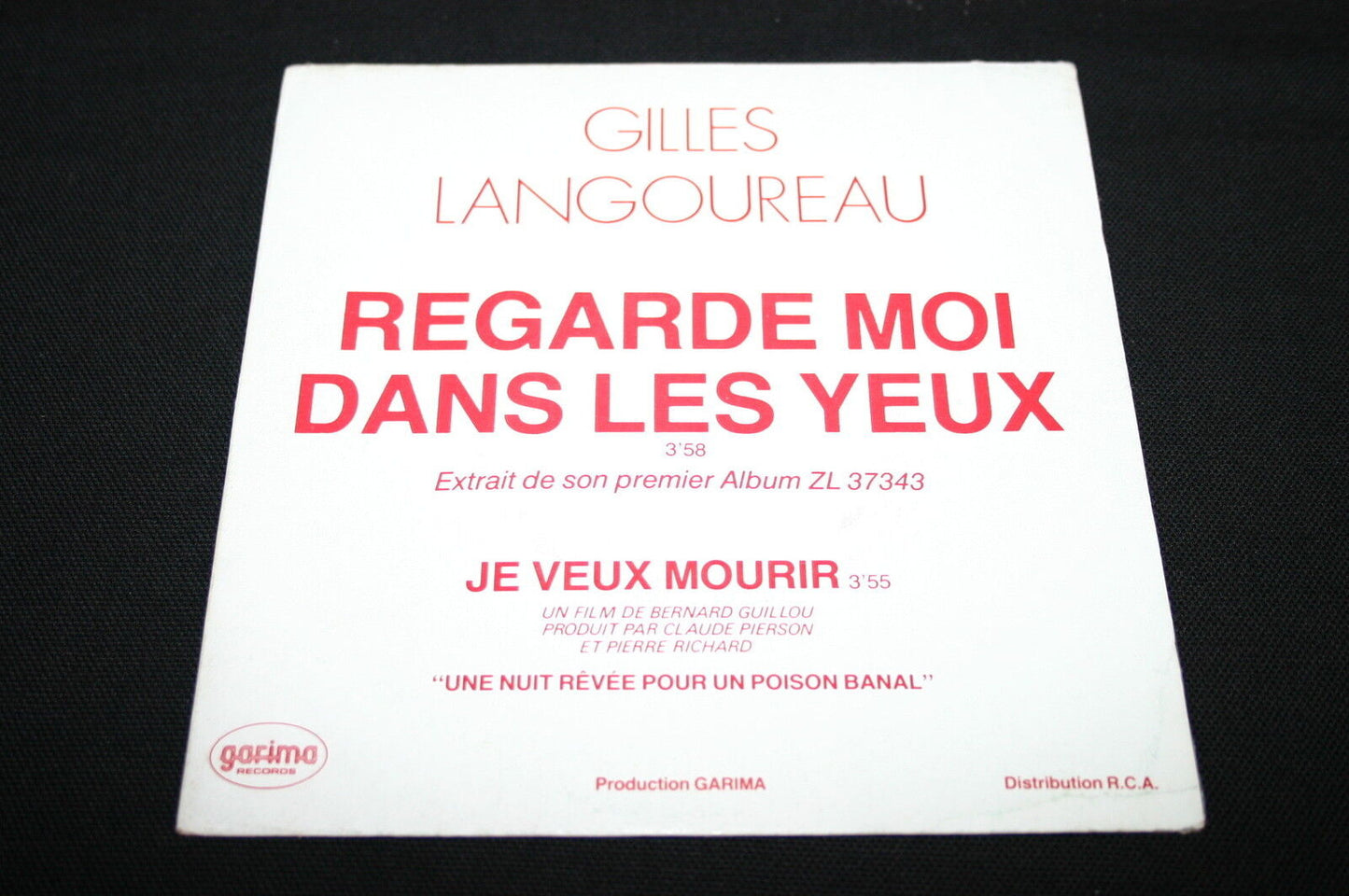GILLES LANGOUREAU   SP 45T 7"   REGARDE MOI DANS LES YEUX