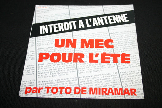 TOTO DE MIRAMAR   SP 45T 7"   UN MEC POUR L'ETE   1981