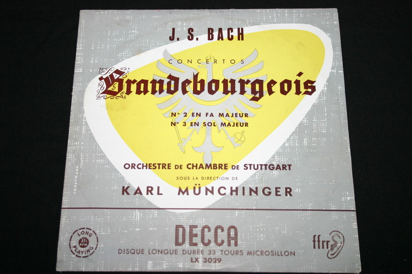 BACH / KARL MUNCHINGER / CONCERTOS BRANDEBOURGEOIS 2-3   LP 33T 10"
