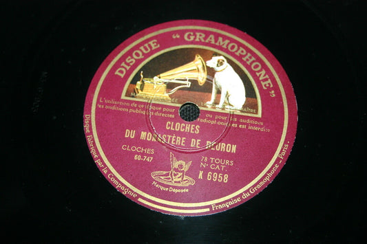 CHANT GREGORIEN / CHOEUR / CLOCHES DU MONASTERE DE BEURON   RARE 78T GRAMOPHONE