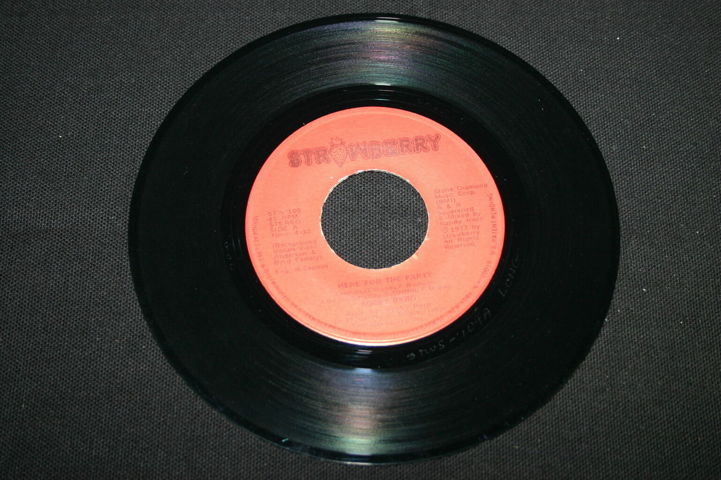 BOBBY BYRD   SP 45T 7"   HERE FOR THE PARTY / BYRD'S IN FLIGHT (INSTRU)   1977