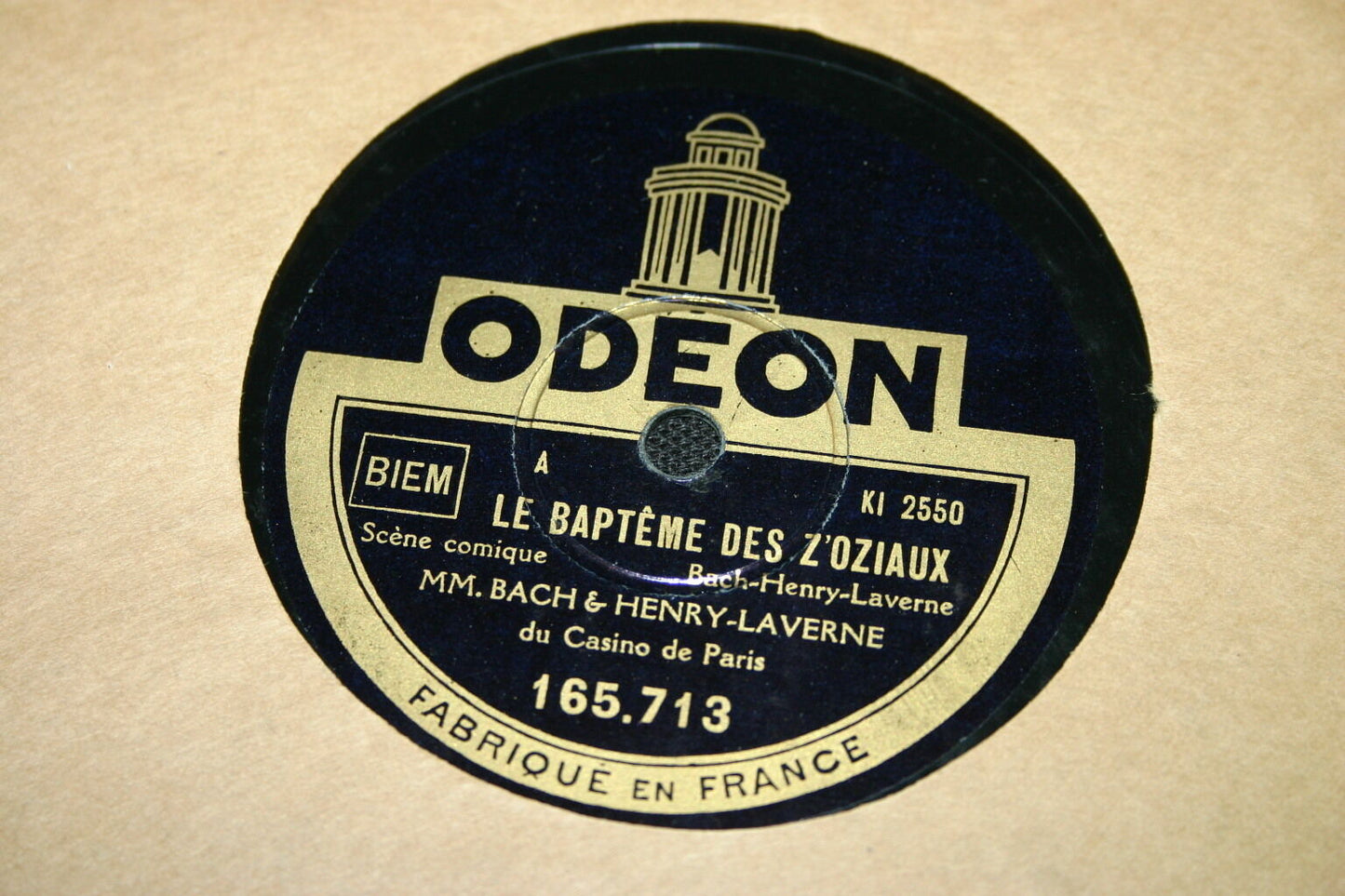 BACH & HENRY-LAVERNE   78T   LE BAPTEME DES Z'OZIAUX