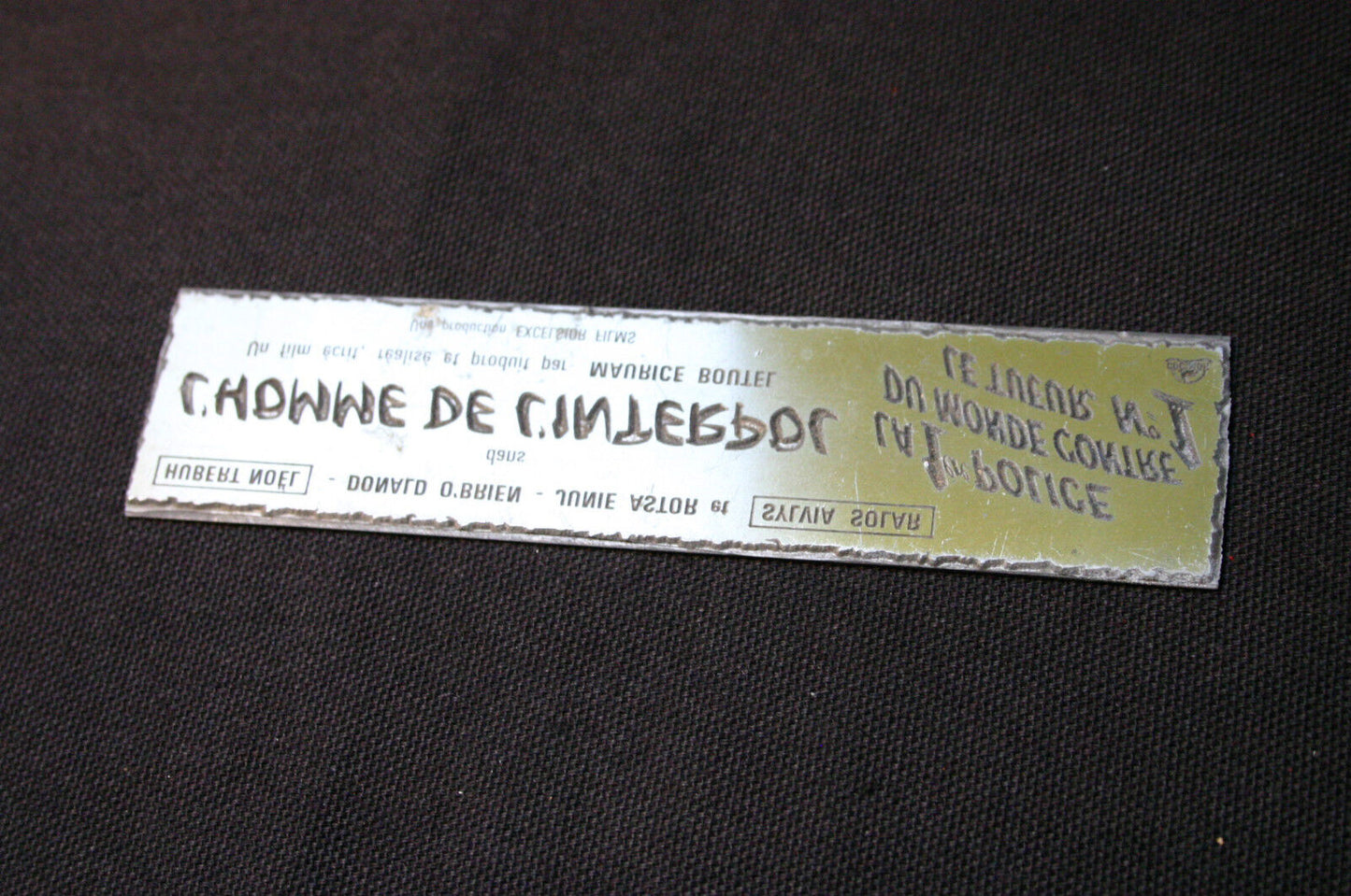 Plaque Matrice d'Imprimerie Cinéma L'HOMME DE L'INTERPOL (1966)